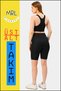 Women's Black Suit Top-Bottom Short Shorts-Leggings and Sports Bustier with Pads 2Li Set Navy Blue Piping Elt3043 - 3