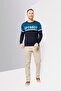 Harmont Blaine Jeans Men Crew Neck Colorblock Sweater, Multicolor - 3