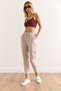 Women's Stone Waist Elastic Tasseled Gabardine Carrot Trousers Pnt-19000343 - 3