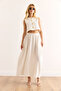 Women's White Top Lined Vest Bottom Pocket Midi Skirt Suit Tkm-19000387 - 4