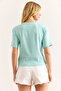 Women's Mint Green Padded Interlock Lycra Cotton T-Shirt Tsh-19000912 - 2