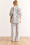 Women White Blue Top Kimono Bottom Pocket Palazzo Pants Suit Tkm-19000382 - 6