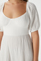 Women's Isabella Back Detailed Seersucker Texture Ecru Lycra Dress 12238 - 3