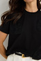 Women's Black Crew Neck Short Sleeve T-Shirt with Floral Accessories 60602060 - 6