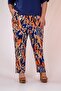 333974 Women's Elastic Waist Piped Leg Trousers Navy Blue - 2