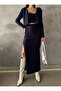 Dgn's London Button-Detail Slit Skirt-Cardigan-Blouse 3-Piece Set - 6