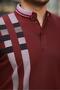 Claret Red Print Detailed Polo Neck Short Sleeve T-Shirt -2519 - 3