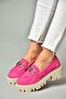 S250252002 Fuchsia Suede Thick Soled Women's Shoes - 3