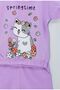 Cat Printed Cute Baby Girl Elastic Sleeves Top and Bottom Shorts Set - 4