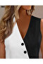 Women's Atlas Vest Zero Sleeve V Neck Button Colorblock - 4