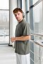 Two Thread Fabric Cotton Crew Neck Basic Oversize Men's T-Shirt - Hunter Green - 7