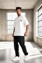 Front Double Pleated Zippered Elastic Waist Jogger Men's Trousers - Black - 5