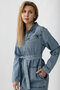 5363 - Denim Comfortable, Stylish, Casual Women's Dress with Belt, Pocket, Zipper Detail - 3