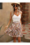 Women's Sleeveless Rope Strap Front Laced V-Neck Floral Printed Single Jersey Dress - 3