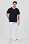 V-Neck Stripe Detailed Short Sleeve T-Shirt - 6