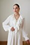 White V-Neck Ruffle Detailed Shirt - 2
