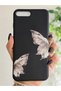 iPhone 7 Plus / 8 Plus Compatible Butterfly Patterned Velvet Black Silicone Phone Case - 3