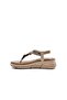 Stone and Bead Detailed Elastic Wedge Sole Beige Flip Flops Women's Sandals - 5