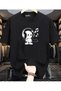 Qubo Unisex Oversize Printed Cotton Crew Neck Short Sleeve Black T-Shirt