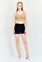 Women Washed Denim Shorts, Black - 4