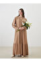 Lcw Grace Beige Escaped Collar Textured A-Line Dress