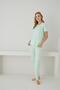 Women's 100% Organic Cotton Mint Floral Patterned Short Sleeve Natural Pajama Set - 2