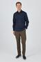 Navy Blue Hard Collar Pocketless Gabardine Long Sleeve Slim Fit Flexible Shirt 1004250234 - 2