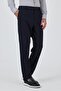 Men's Dark Navy Blue Flexible Standard Fit Jogger Pants with Side Pockets 1003250119 - 3