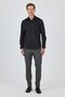 Men's Black Rigid Collar Long Sleeve Slim Fit Flexible Shirt 1004250234 - 2