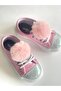 Girl's Pink Glittery Pompom Sneakers |   Shiny Surface Laced Casual Model - 3