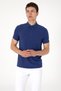 Men's Slim Fit Polo Neck Pocket Light Navy Blue Textured T-Shirt 50300036-Vr059 - 3