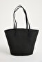 Women's Black Straw Shoulder Strap Zippered Lined Maxi Bag Nwc-1043 60801015 - 4