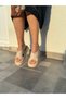 Elina Velcro Detailed Beige Cross Women's Sandals - 5