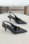Women's Deplay Buckle Low Heel Shoes - Black-Leather - 5
