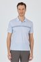 Blue Short Sleeve Printed Pique Polo Collar Pocketless Slim Fit T-Shirt 1011250168