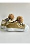 Girl's Gold Glittery Pompom Sneakers |   Shiny Surface Laced Casual Model - 7