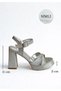 Silver Glitter Stylish Open Thick Heeled Evening Dress Shoes