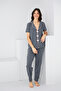 Anthracite Heart Piping Detailed Knitted Pajama Set7891 - 2