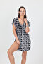 Bysen Lena Black/White Elastic Waist Beachwear Tunic Pareo