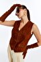 Women's Genuine Leather Suede Long Gloves - 3