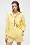 Dens Women's 100% Cotton Muslin Fabric Relaxed Cut Yellow Shorts with Buttons and Pockets on the Front - 4