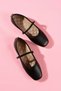 Women's Natural Buckle Belt Banded Ballerinas Daily - 7