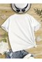 Girl's White Ribbon Lion Printed Combed Cotton T-Shirt - 2
