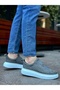 Ba0307 Thick Suede High Sole Double Tape Gray Men's Shoes - 2