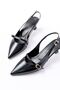 H-470 Black Patent Leather Hard Hat Buckle Open Back Daily Women's Sandals - 5