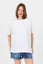 White Shoulder Text Printed 100% Cotton Oversize T-Shirt 2150-30m - 2