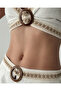 Striped Double Buckle Natural Textured Linen Fabric Palazzo Trousers Back Elastic Triangle Crop Suit - 6