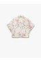 Short Sleeve Classic Collar Floral Cropped Shirt - 5