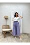 Indigo Blue-Lilac Floral Poplin Flared Skirt - 3