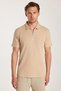 Men's Slim Fit Slim Fit 100% Cotton Zippered Beige Polo Neck T-Shirt - 4